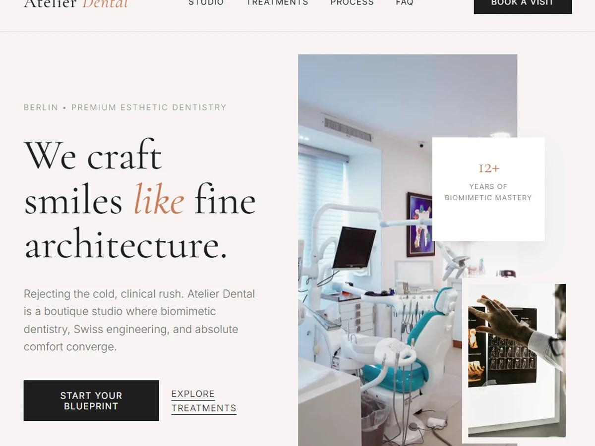 Atelier Dental website screenshot